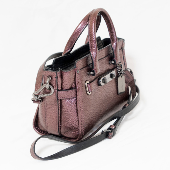 New Coach wine color metallic mini swagger - Picture 5 of 5